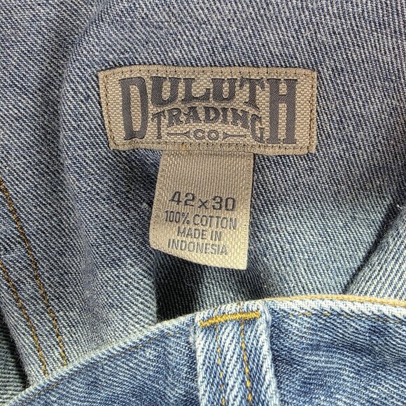 Duluth Trading Co Jeans Mens 42x30 Blue Denim 5-Pocket Workwear Straight Leg - Picture 4 of 8